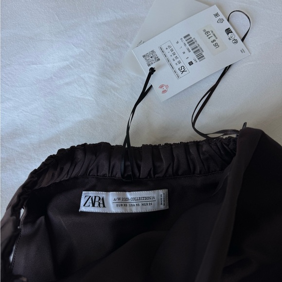 Zara One-Shoulder Dark Brown Asymmetric Top Limited Edition XS - Picture 4 of 4